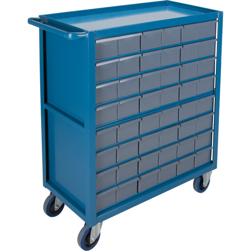 Drawer Shelf Cart, 1200 lbs. Capacity, Steel, 18" x W, 35" x H, 36" D, Rubber Wheels, All-Welded, 48 Drawers Meunier Outillage Industriel