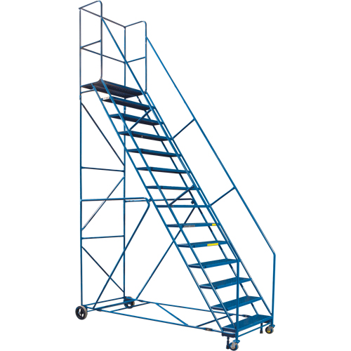 CSA-Certified Rolling Step Ladder with Locking Step, 14 Steps, 30" Step Width, 128" Platform Height, Steel Meunier Outillage Industriel