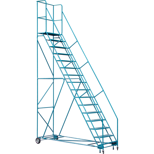 CSA-Certified Rolling Step Ladder with Locking Step, 16 Steps, 30" Step Width, 144" Platform Height, Steel Meunier Outillage Industriel