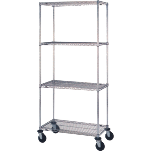 Chariots en treillis m&eacute;tallique, Chrom&eacute;, 24" x 81" x 48", Capacit&eacute; 800 lb Meunier Outillage Industriel