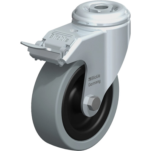 Roulette pour usage l&eacute;ger, Pivotant avec frein, 4" (101,6 mm), Caoutchouc plein, 242 lb (110 kg) Meunier Outillage Industriel