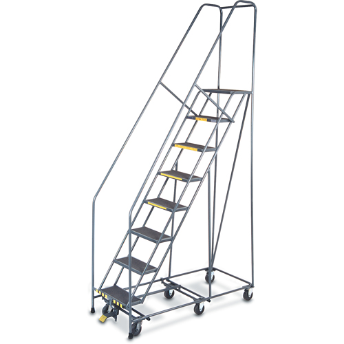 &eacute;chelles Pivotantes A/Roulettes Au Centre, 9 marches, Largeur de la marche 24", Hauteur de la plateforme 90", Acier Meunier Outillage Industriel