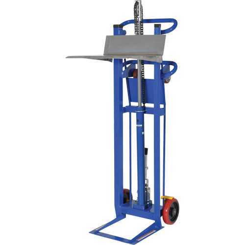 Gerbeur &agrave; plateforme hydraulique, M&eacute;canisme Pompe au pied, Capacit&eacute; de 750 lb, Levage max de 52" Meunier Outillage Industriel