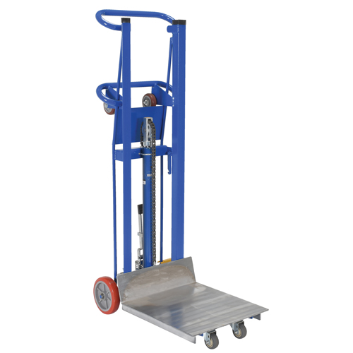 Gerbeur &agrave; plateforme hydraulique, M&eacute;canisme Pompe au pied, Capacit&eacute; de 750 lb, Levage max de 52" Meunier Outillage Industriel