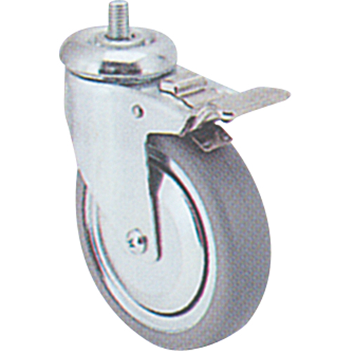 Zinc Plated Caster, Swivel with Brake, 4" (102 mm) Dia., 200 lbs. (91 kg.) Capacity Meunier Outillage Industriel
