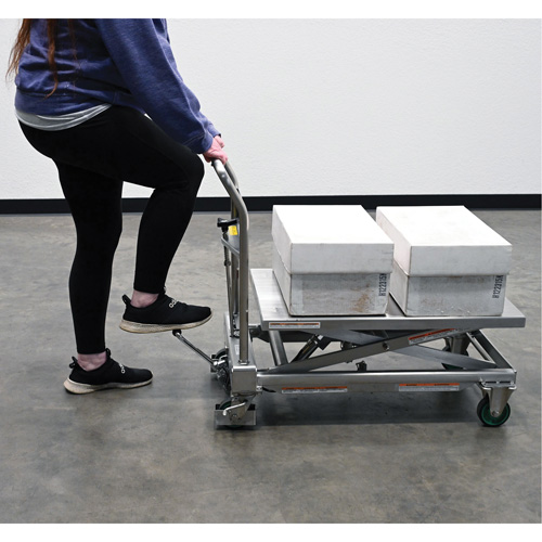 Hydraulic Scissor Lift Table, 31-1/2" L x 19-1/2" W, Stainless Steel, 550 lbs. Capacity Meunier Outillage Industriel