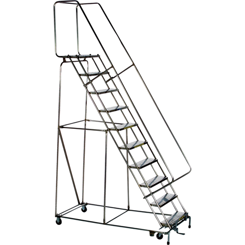 &eacute;chelles roulantes &agrave; marche verrouillable, 12 marches, Largeur de la marche 24", Hauteur de la plateforme 120", Acier inoxydable Meunier Outillage Industriel