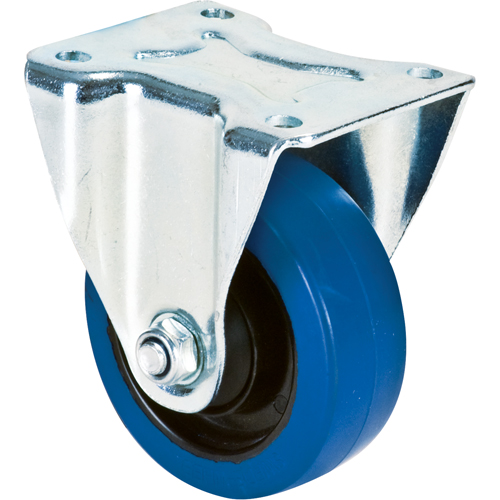Blue Caster, Rigid, 4" (101.6 mm), Rubber, 350 lbs. (158.8 kg.) Meunier Outillage Industriel