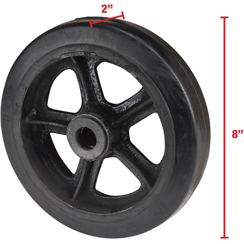 Mold-On Rubber Wheel, 8" (203 mm) Dia. x 2" (51 mm) W, 400 lbs. (181 kg.) Capacity Meunier Outillage Industriel