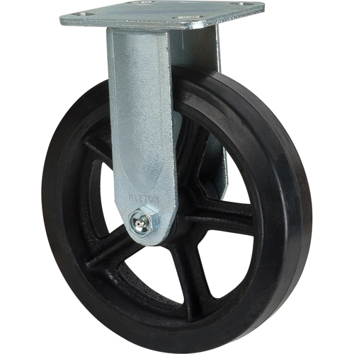 Roulette moul&eacute;, Fixe, 8" (203,2 mm), Caoutchouc, 660 lb (299 kg) Meunier Outillage Industriel