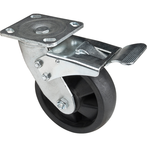 Roulettes haute temp&eacute;rature, Pivotant avec frein, 6" (152,4 mm), Nylon, 880 lb (399 kg) Meunier Outillage Industriel