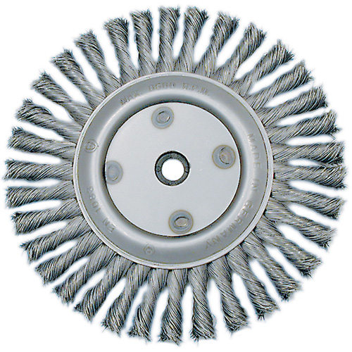 Knot Twisted Wire Wheel, 6" Dia., 0.02" Fill, 5/8"-1/2 Arbor, Steel Meunier Outillage Industriel