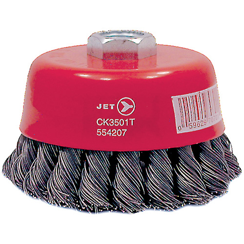 Brosse boisseau &agrave; fils nou&eacute;s torsad&eacute;s haute performance CK3501T, Dia. 3-1/2", Fils 0,02", Arbre 5/8"-11, Acier Meunier Outillage Industriel