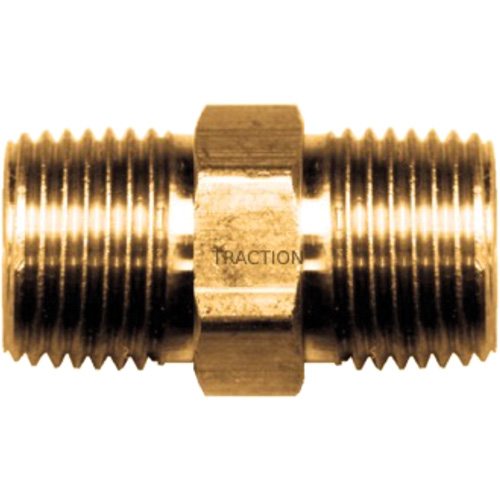 Hex Nipple, Brass, 3/8" x 1/4", NPT x NPT Meunier Outillage Industriel