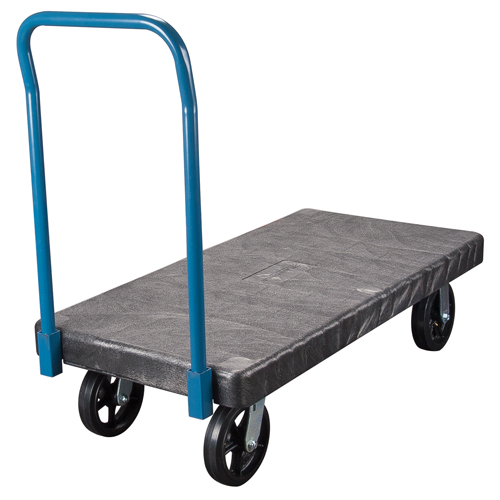 Plastic Platform Trucks, 48" L x 24" W, 2000 lbs. Cap., Mold-on Rubber Wheels Meunier Outillage Industriel