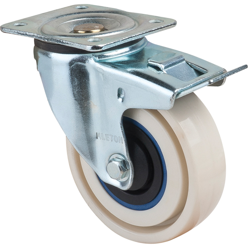 Roulettes sandwich, Pivotant avec frein, 4" (101,6 mm), Nylon, 440 lb (199,58 kg) Meunier Outillage Industriel