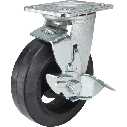 Roulette moul&eacute;, Pivotant avec frein, 6" (152,4 mm), Caoutchouc, 550 lb (249 kg) Meunier Outillage Industriel