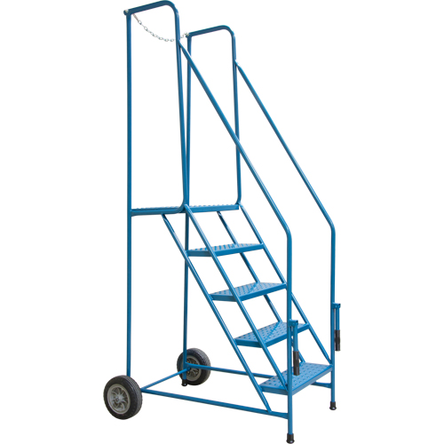 Trailer Access Rolling Ladder with Rails, 4 Steps, 22" Step Width, 37" Platform Height, Steel Meunier Outillage Industriel