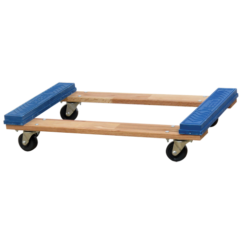 Socle roulant &agrave; plateforme ouverte avec embouts en caoutchouc, Cadre en Bois, 18" la x 30" p x 6" h, Capacit&eacute; de 900 lb Meunier Outillage Industriel