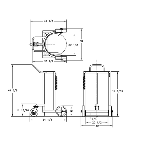 Grand chariot LCC pour bouteille de gaz liquide, Roues Polyur&eacute;thane, Base de 20" la x 20" p, 1000 lb Meunier Outillage Industriel