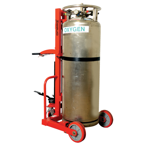 Grand chariot hydraulique HLCC-B pour bouteille de gaz liquide, Roues Polyur&eacute;thane, Base de 20" la x 20" p, 1000 lb Meunier Outillage Industriel