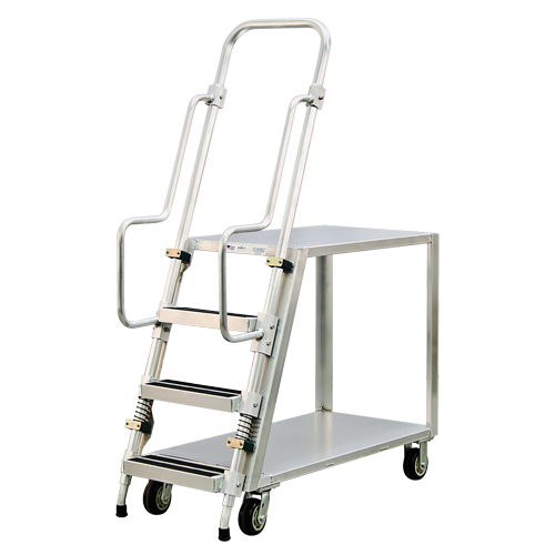 Aluminum Stock Picking Ladder Cart, Aluminum, 22" W x 51-1/2" D, 2 Shelves, 800 lbs. Capacity Meunier Outillage Industriel