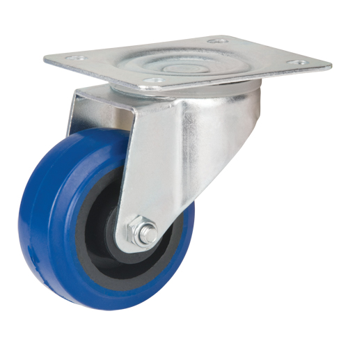 Blue Caster, Swivel, 3" (76 mm), Rubber, 285 lbs. (129 kg.) Meunier Outillage Industriel