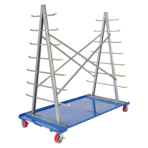 Chariot &agrave; cadre en A pour barres et tuyaux, Acier, 36-3/4" la x 73-3/4" p x 72-1/2" h, Capacit&eacute; de 2000 lb Meunier Outillage Industriel