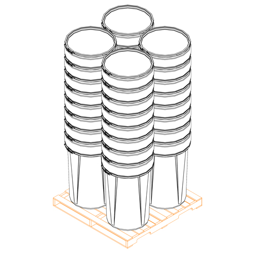 Nestable Polyethylene Drum, 55 US gal (45 imp. gal.), Open Top, Yellow Meunier Outillage Industriel