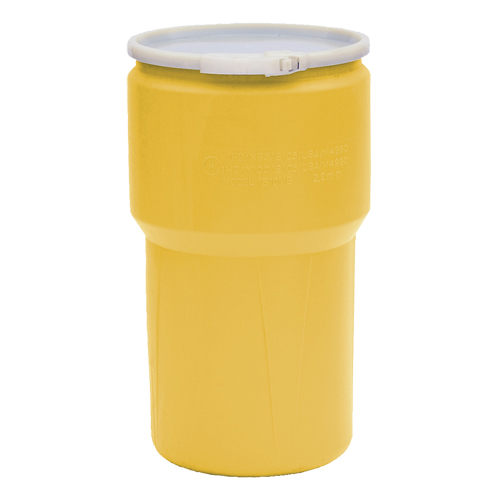 Nestable Polyethylene Drum, 14 US gal (11.7 imp. gal.), Open Top, Yellow Meunier Outillage Industriel