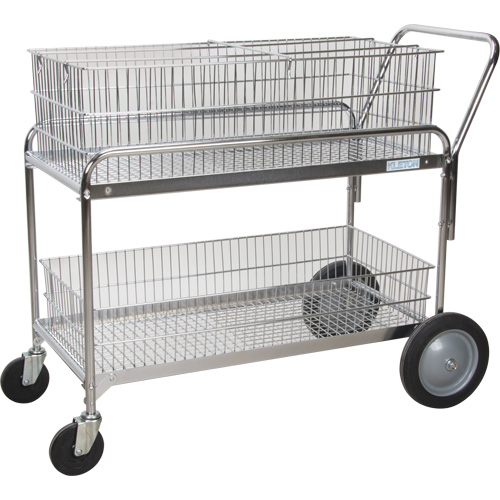 Chariot de bureau en treillis m&eacute;tallique pour le courrier, 250 lb Capacit&eacute;, Chrome, 23" p x 42" la x 38" h, Chrom&eacute; Meunier Outillage Industriel