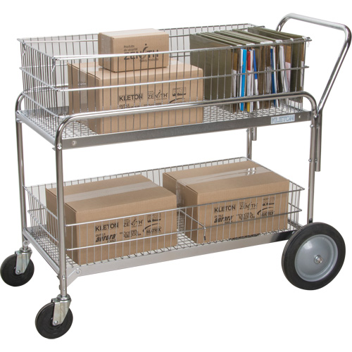 Chariot de bureau en treillis m&eacute;tallique pour le courrier, 250 lb Capacit&eacute;, Chrome, 23" p x 42" la x 38" h, Chrom&eacute; Meunier Outillage Industriel