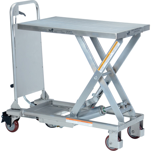 Manual Hydraulic Scissor Lift Table, 27-1/2" L x 17-5/8" W, Partial Stainless Steel, 400 lbs. Capacity Meunier Outillage Industriel