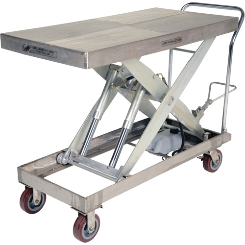 Manual Hydraulic Scissor Lift Table, 47" L x 24" W, Partial Stainless Steel, 2000 lbs. Capacity Meunier Outillage Industriel