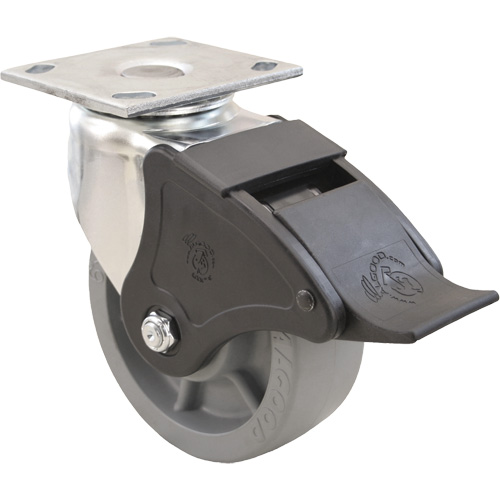 Roulette Emaxx, Pivotant avec frein, 4" (101,6 mm), Envirothane, 1000 lb (453,6 kg) Meunier Outillage Industriel