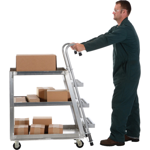 Chariot de pr&eacute;l&egrave;vement de stock, Aluminium, 21-7/8" la x 40" p, 3 tablettes, Capacit&eacute; 660 lb Meunier Outillage Industriel
