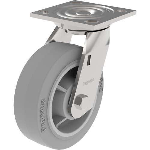 21 Series Medium-Duty Caster, Swivel, 4" (101.6 mm), Thermoplastic Rubber, 300 lbs. (136 kg.) Meunier Outillage Industriel