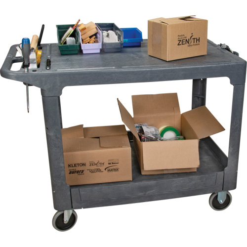 Chariot utilitaire pour l'entretien avec tablette plate, 2 tiers, 25-1/4" x 32-1/4" x 44", Capacit&eacute; 550 lb Meunier Outillage Industriel