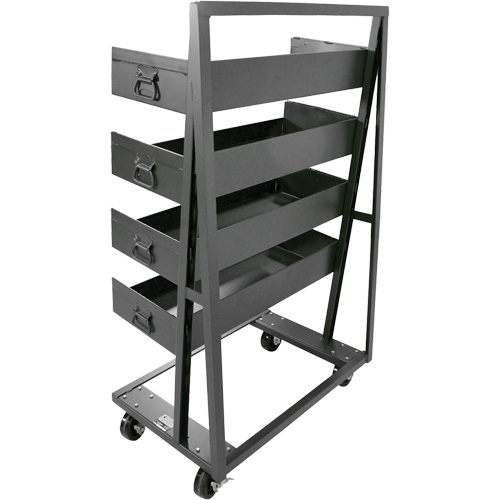 Single-Sided Heavy Duty A-Frame Cart with 4 Large Lipped Trays, 38" x 25" x 63", 2500 lbs. Capacity Meunier Outillage Industriel