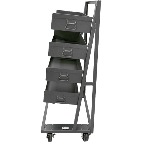 Single-Sided Heavy Duty A-Frame Cart with 4 Large Lipped Trays, 38" x 25" x 63", 2500 lbs. Capacity Meunier Outillage Industriel