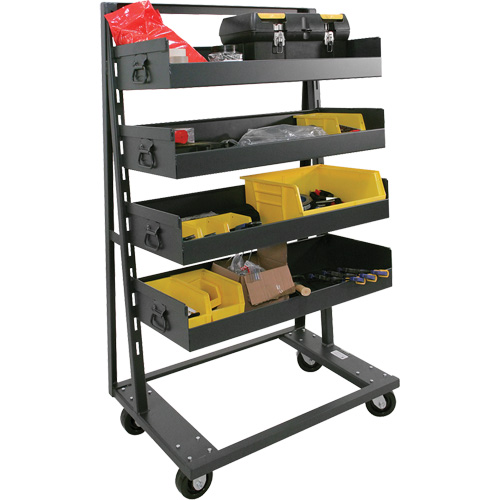 Single-Sided Heavy Duty A-Frame Cart with 4 Large Lipped Trays, 38" x 25" x 63", 2500 lbs. Capacity Meunier Outillage Industriel