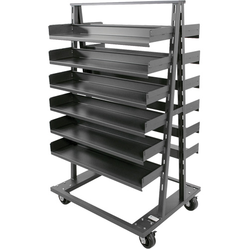 Chariot &agrave; cadre en A robuste &agrave; deux c&ocirc;t&eacute;s avec 12 plateaux, 38" x 30" x 63", Capacit&eacute; 2500 lb Meunier Outillage Industriel