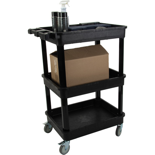 Chariot utilitaire avec tablette &agrave; bordure profonde, 3 tiers, 19" x 39-1/2" x 28-1/4", Capacit&eacute; 330 lb Meunier Outillage Industriel