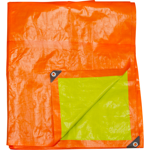 B&acirc;che tiss&eacute;e robuste haute visibilit&eacute;, Poly&eacute;thyl&egrave;ne, Vert/Orange, 16' x 20' x 12 mils Meunier Outillage Industriel