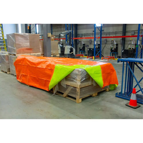 B&acirc;che tiss&eacute;e robuste haute visibilit&eacute;, Poly&eacute;thyl&egrave;ne, Vert/Orange, 16' x 20' x 12 mils Meunier Outillage Industriel