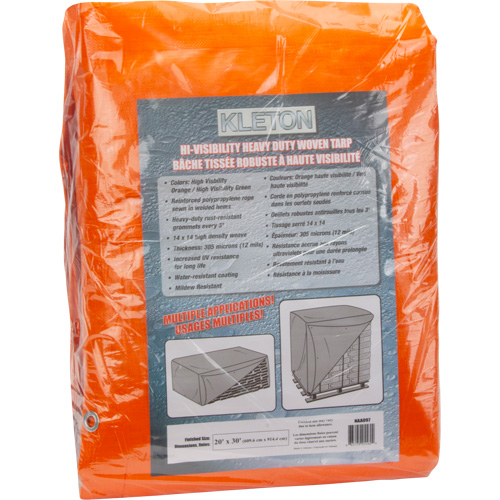 High-Visibility Heavy-Duty Woven Tarp, Polyethylene, Green/Orange, 20' x 30' x 12 mils Meunier Outillage Industriel