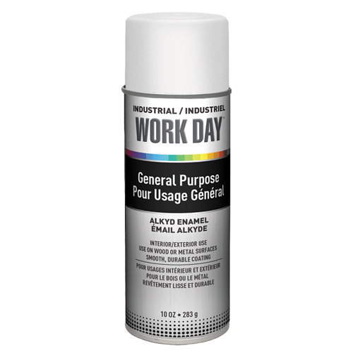 Peinture industrielle Work Day, Blanc, Tr&egrave;s mat, 10 oz, Canette a&eacute;rosol Meunier Outillage Industriel