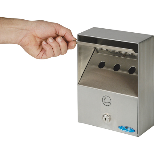 Cendriers, Montage mural, Acier inoxydable, Capacit&eacute; 1 litre, Hauteur 9" Meunier Outillage Industriel