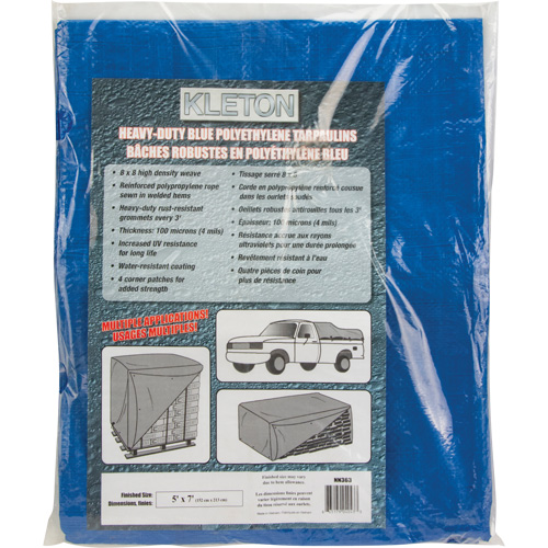 B&acirc;che, Standard, Bleu, 7' x 5' x 4 mils Meunier Outillage Industriel