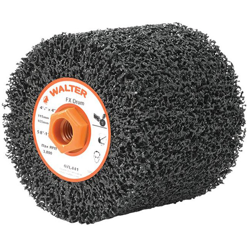 FX Reversible Drum, 4-1/2" Dia., 4" W, 5/8"-11 Arbor, Coarse Grit Meunier Outillage Industriel